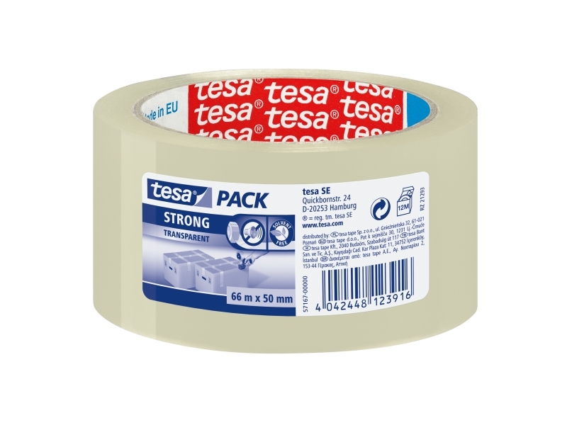 Pakketape tesa® 50 mm x 66m PP transparent