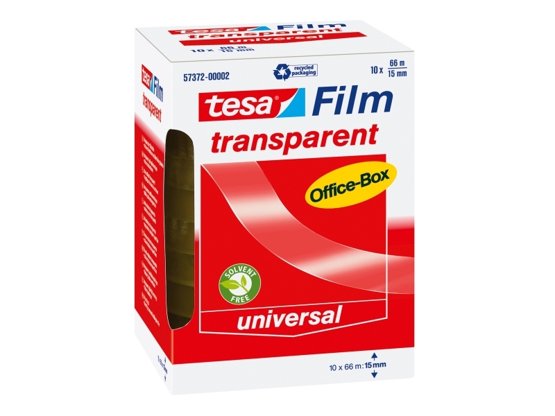 Tesa Tesafilm, 66 M, Transparent, Polypropylen, 15 Mm, Box, 10 Stück(E)