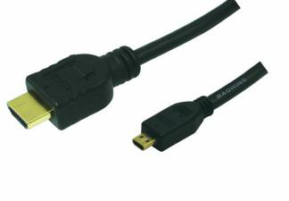 LogiLink 1m HDMI to HDMI Micro - M/M, 1 m, HDMI Type A (Standard), HDMI Type D (Micro), Sort