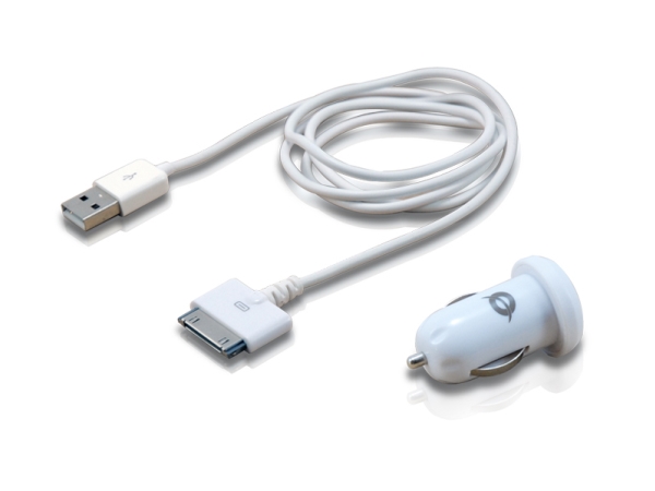 Conceptronic Cusbcar2aset Car Tablet Charger 2A For Apple, Cigar Lighter, White