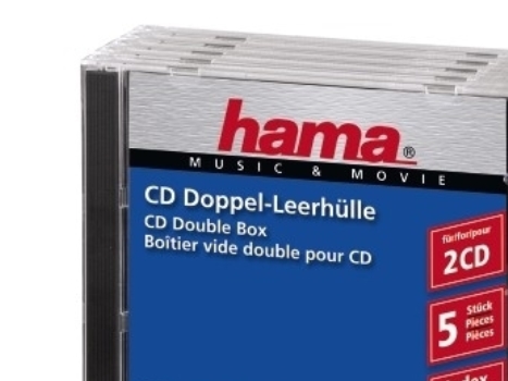 Hama Cd Double Jewel Case Standard, Pack 5, 2 Disks, Transparent