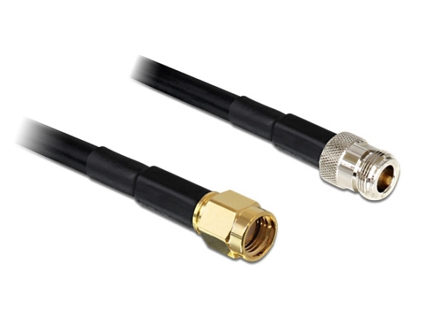 Delock - Antennenkabel - Rp-Sma (Han) Til N-Stikforbindelse (Hun) - 3 M - Lmr-195 - Sort
