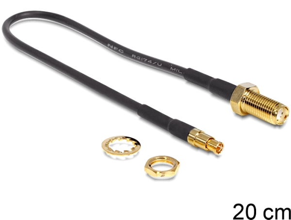 Delock - RF-kabel - TS-9 hane till SMA hona - 20 cm - svart | Datortillbehör - Kablar & adaptrar - Bildkablar | GameStuff