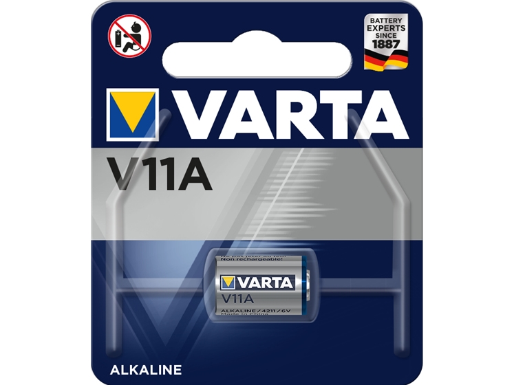 Varta V11A, Engangsbatteri, Alkaline, 6 V, 1 stk, 38 mAh, Blå, Sølv