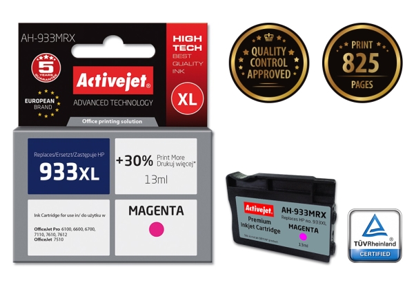 Activejet Ah-933Mrx, Kompatibel, Pigmenttinte, Magenta, Hp, Hp Officejet Pro: 6100, 6600, 6700, 7110, 7610, 7612, 1 Stk