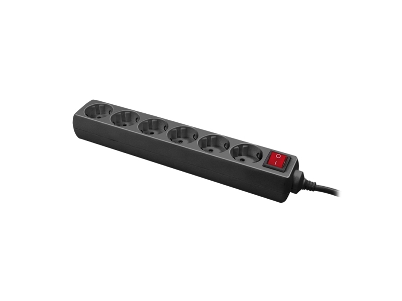 Logilink Lps202b, 1,4 M, Typ F, Ip20, Schwarz, Tüv, Gs, 6 Ac-Ausgänge