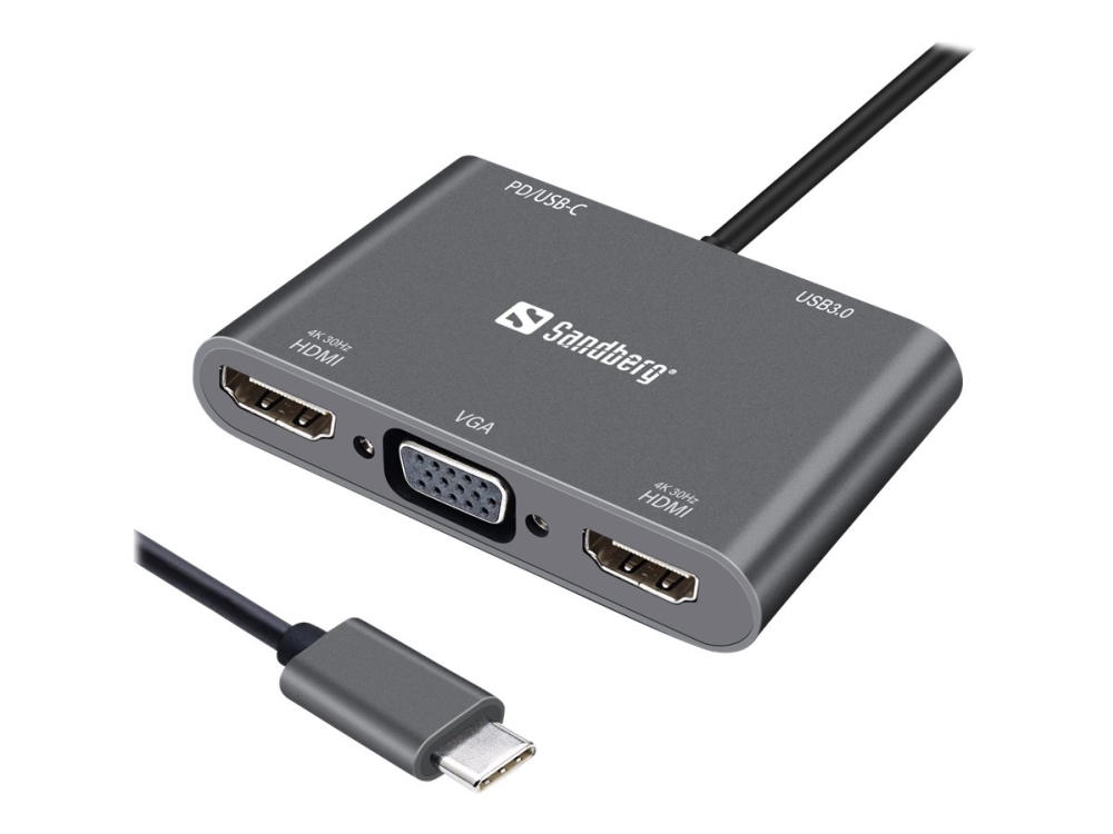 Sandberg USB-C - Dockingstation - USB-C - VGA, HDMI