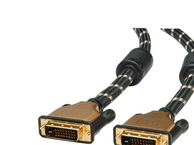 Roline Dvi-Anschlusskabel Dvi-D 24+1-Poliger Stecker 10,00 M Schwarz, Gold 11.04.5518 Geschirmtes, Schraubbares Dvi-Kabel