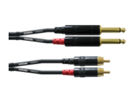 Cordial CFU 1.5 PC, 2 x RCA, Hanstik, 2 x 6.35mm, Hanstik, 1,5 m, Sort