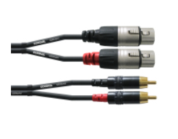 Cordial CFU 3 FC, 2 x RCA, Hanstik, 2 x XLR (3-pin), Hanstik, 3 m, Sort