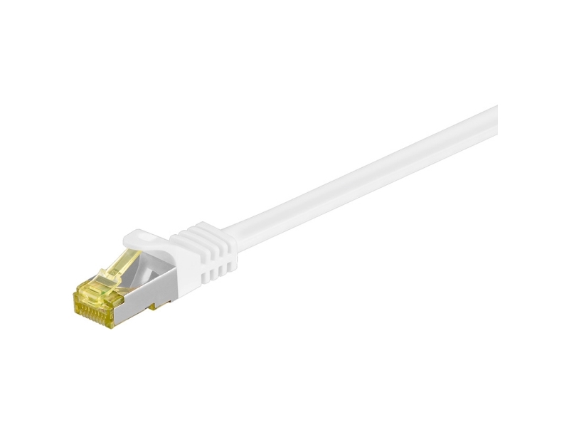 Goobay RJ45 netværkskabel S/FTP (PiMF), 500 MHz, med CAT 7 råkabel, hvid, 5 m LSZH halogenfri kabelkappe, kobber, RJ45-hanstik (CAT 6A)