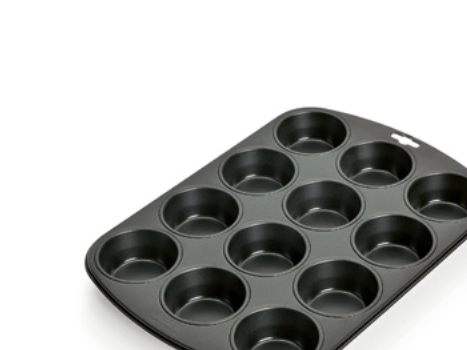 Kaiser 12-Cup Muffin Pan, Muffin-Backform, Oval, Flache Oberfläche, 230 °C, Schwarz, Eisen