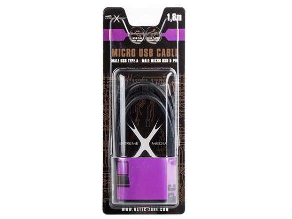 Kabel Usb Micro(M)-&Gtusb-A(M) 2.0 0.3M Schwarz Natec Extreme Media (Blister)