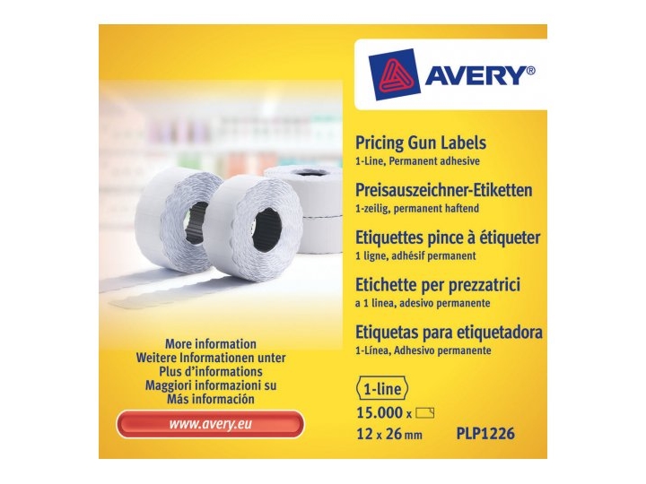 Avery Plp1226, Hvid, Prismærke, Permanent, Papir, 1500 Stk, 10 Ark