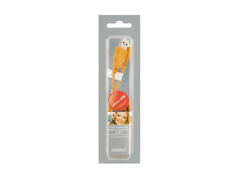 4World - Opladning/Datakabel - Micro-Usb Typ B Han Til Usb Han - 1 M - Orange