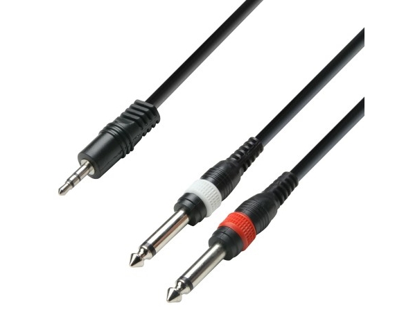 Adam Hall 3 Star, 3.5Mm, Männlich, 2 X 6.35Mm Ts, Männlich, 3 M, Schwarz, Rot, Weiß
