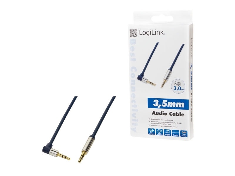 LogiLink 3.5mm - 3.5mm 3m, 3.5mm, Hanstik, 3.5mm, Hanstik, 3,5 m, Blå