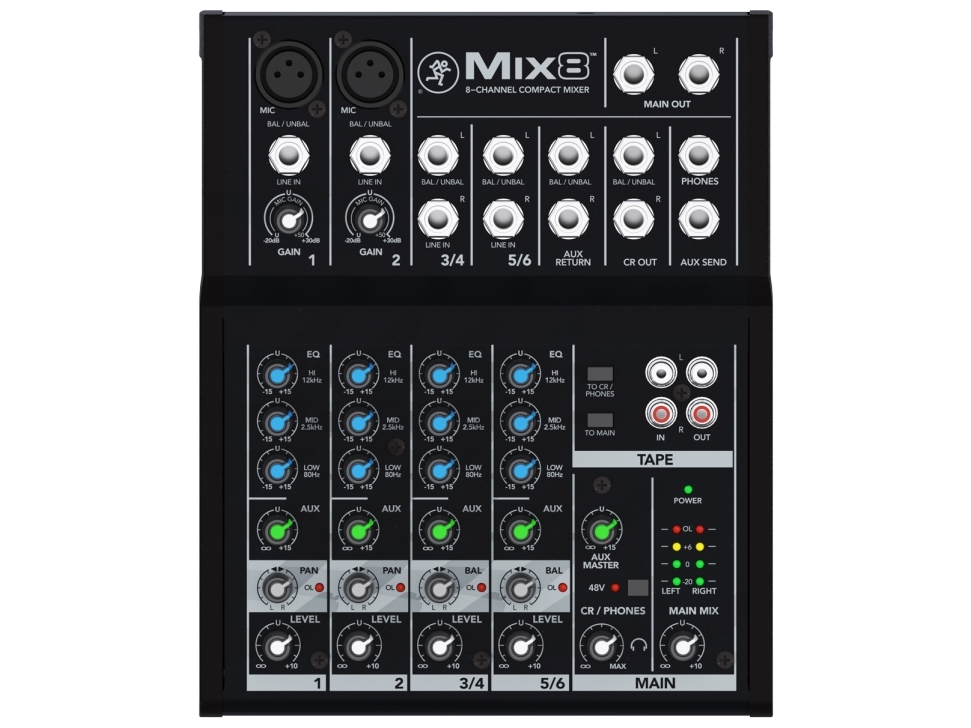 Mackie Mix8, 8 kanaler, Svart | TV, Ljud & Bild - Musikstudio - Mixerbord, Jukebox & Vinyl | GameStuff