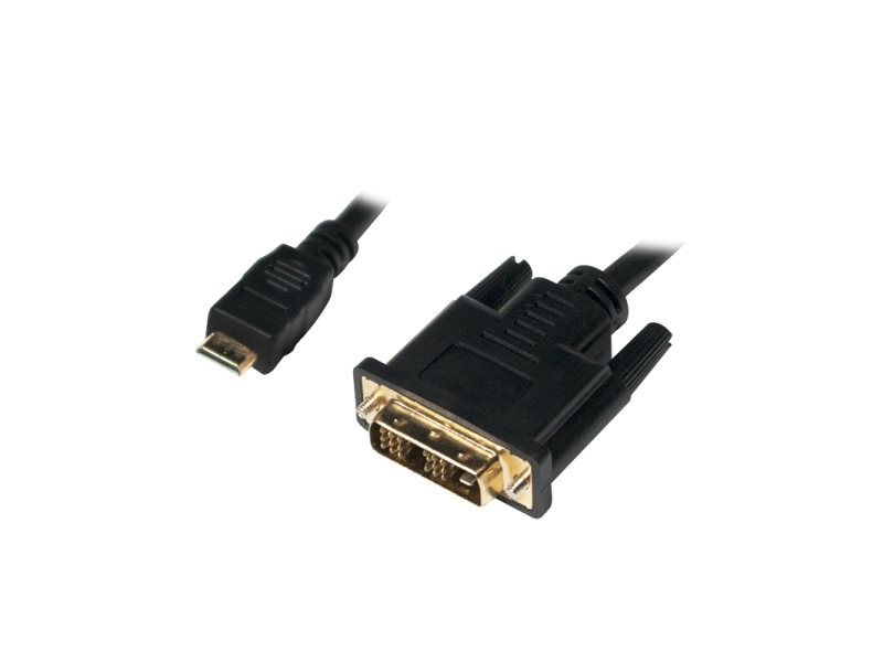 LogiLink Mini-HDMI - DVI-D M/M 1m, 1 m, Mini-HDMI, DVI-D, Hanstik, Hanstik, Guld
