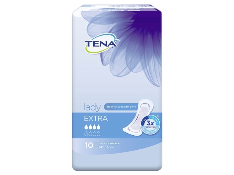 TENA Lady Extra, Inkontinenspute, Kvinne, 10 stykker, Veske
