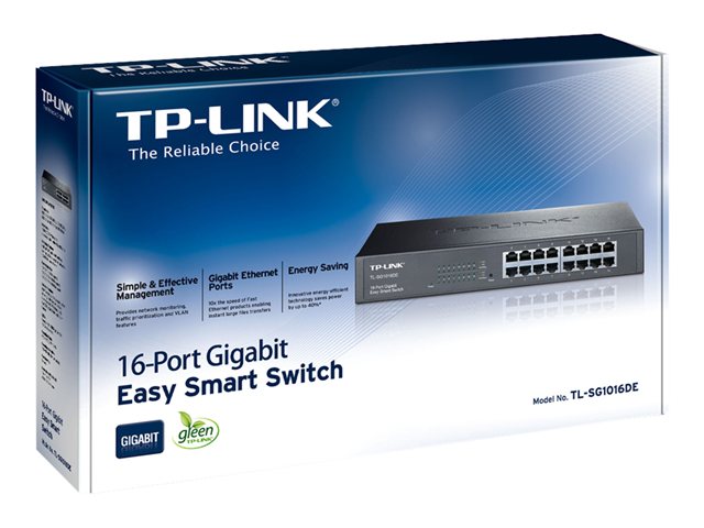 Tp-Link Tl-Sg1016de, Managed, L2, Gigabit Ethernet (10/100/1000), Vollduplex, Rack-Einbau