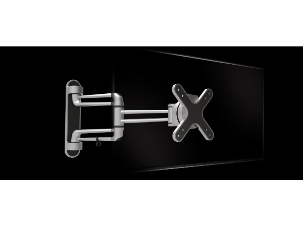 PureMounts PM-Style-23c - Monteringssæt (plade til interface, vægmontering, svingarm) - for LCD display - aluminium - sort, metalsølv - skærmstørrelse: 13-23 - vægmonterbar