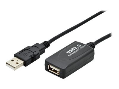 Digitus Aktives Usb 2.0 Verlängerungskabel, 10M, 10 M, Usb A, Usb A, Usb 2.0, 0,48 Gbit/S, Schwarz