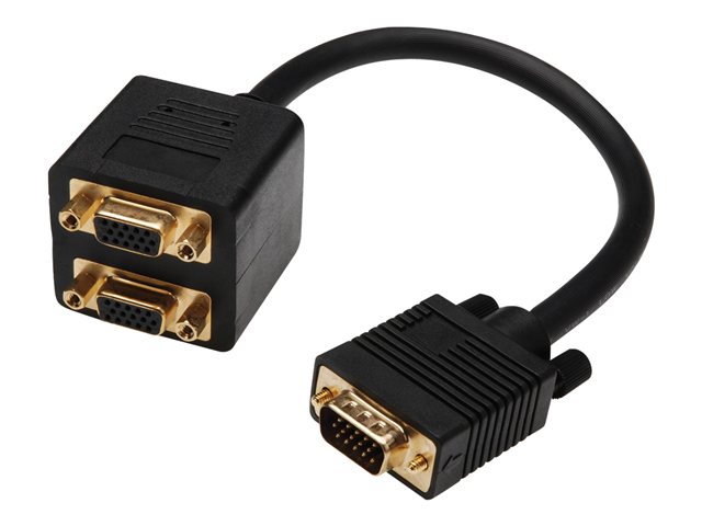 Assmann - Vga-Splitter - Hd-15 (Vga) (Han) Bis Hd-15 (Vga) (Hun) - 20 Cm - Formet - Sort