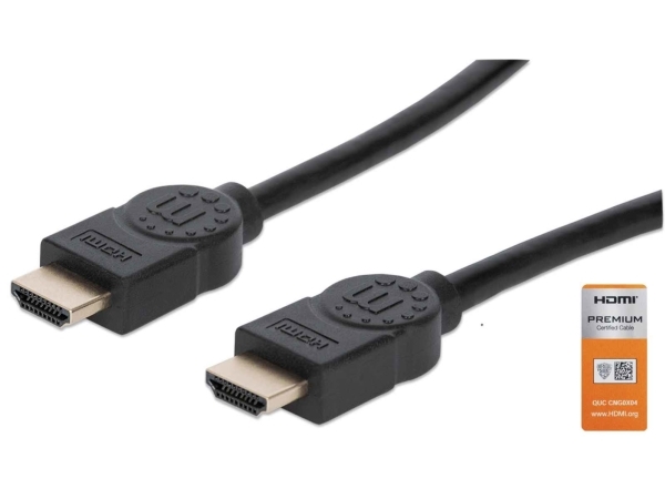Manhattan Zertifiziertes Premium High Speed Hdmi-Kabel Mit Ethernet-Kanal, 4K@60Hz, Hec, Arc, 3D, 18 Gbit/S Bandbreite, Hdmi-Stecker Auf Hdmi-Stecker