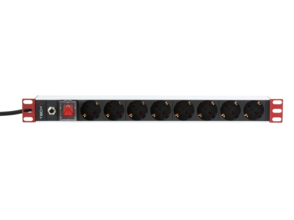 Techly I-Case Strip-61Udit, Strømbar, Sort, 1U, 3 M, 19", Ce, Reach, Iso 9001
