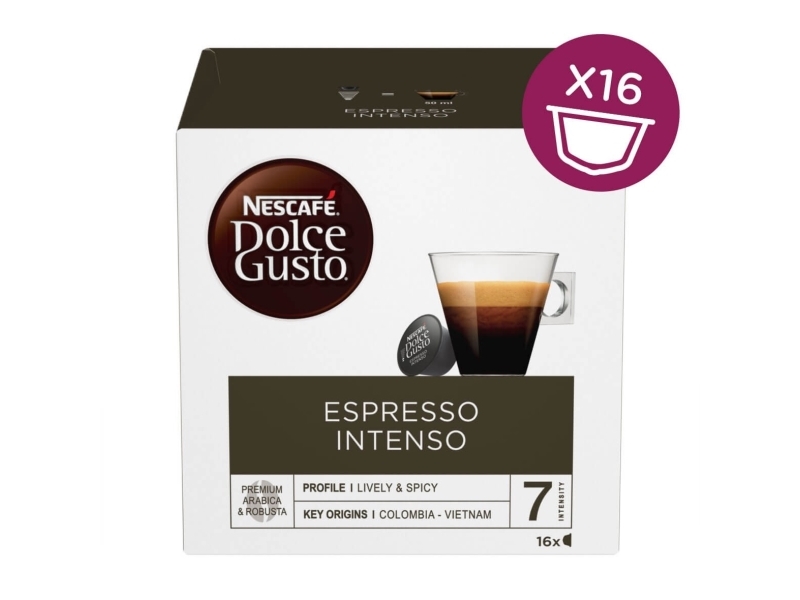 Nescafé Dolce Gusto Espresso Intenso, Kaffe kapsyl, Espresso, 16 kopper, Nescafé, Boks, 16 stykker