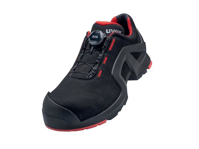 Uvex 65672, Hanstik, Voksen, Sikkerhedssko, Sort, Rød, ESD, S3, SRC, Trækstangslåsning