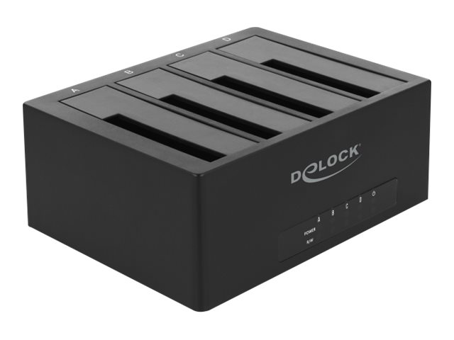Delock USB Type-C Docking Station for 4 x SATA HDD / SSD - HDD dockingstation - båse: 4 - 2,5 / 3,5 delt - SATA 6Gb/s - USB-C - sort
