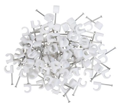 E-line trådklämmor 5-7mm - Vita runda, för rund tråd 2x0,75 &amp 3G0,75, låda med 100 st. | Rutter och fästanordningar - Skruvklämmor | GameStuff