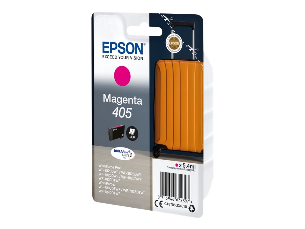 Epson 405 - 5.4 Ml - Magenta - Original - Blister Med Rf/Akustisk Alarm - Blækpatron - For Workforce Wf-7310, 7830, 7835, 7840 Workforce Pro Wf-3820,