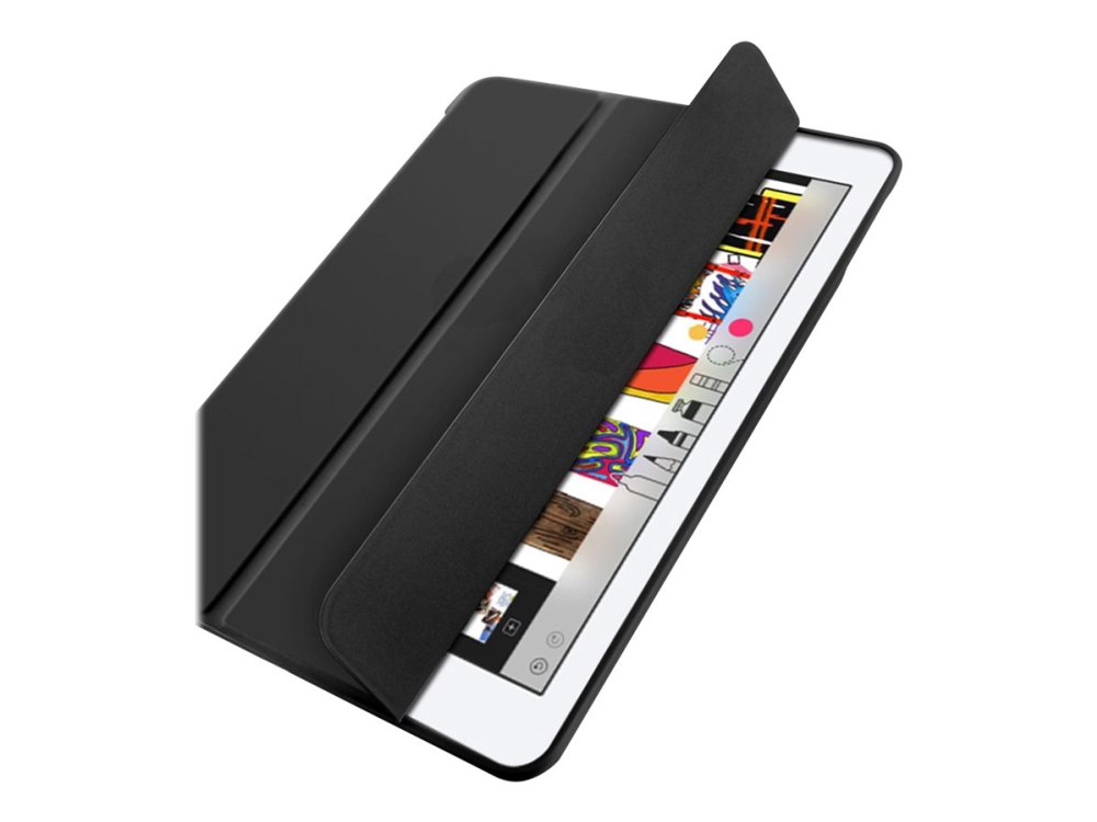 eSTUFF - Skærmdække til tablet - polyuretan-læder, termoplastisk polyuretan (TPU) - sort - 10.2 - for Apple 10.2-inch iPad (7. generation)