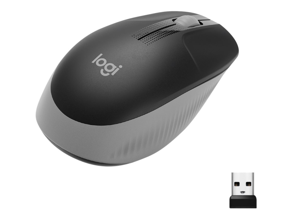 Logitech M190 Full-size Wireless Optical PC Mouse - Mid Grey - Mus - Optisk - 3 knapper - Grå