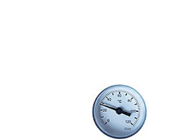 Termometer Ø63, 1/2''x100 mm - Skivetermometer Ø63, 1/2''x100 mm, 0-120 C, messing dykrør