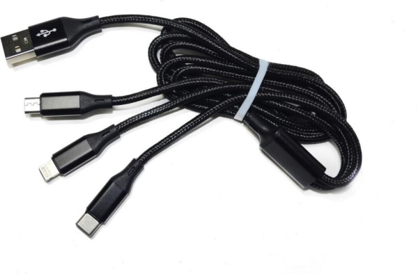 Msonic Usb-Kabel Usb-A - Usb-C + Microusb + Lightning 1 M Schwarz (Mlu621)