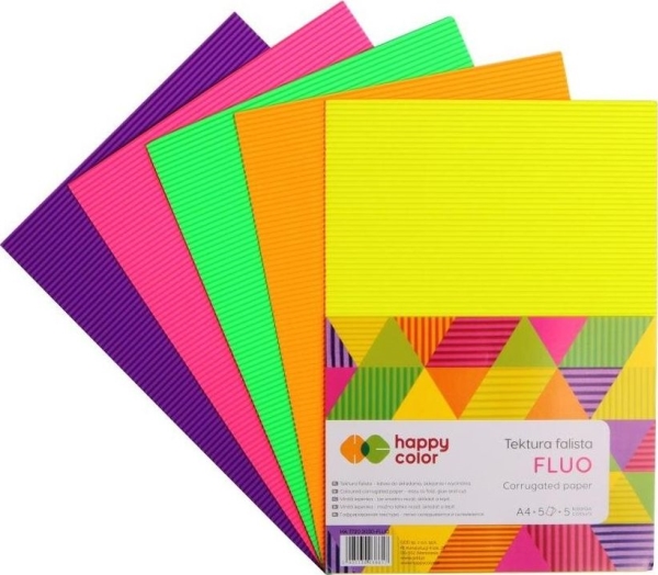 Happy Color Tektura falista A4/5K mix Fluo HAPPY COLOR | Papper & Emballage - Färgat papper - A3 Färgat papper | GameStuff