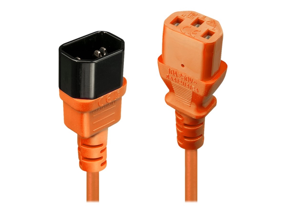 Lindy - Forlængerkabel til strøm - power IEC 60320 C13 til IEC 60320 C14 - 50 cm - formet - orange