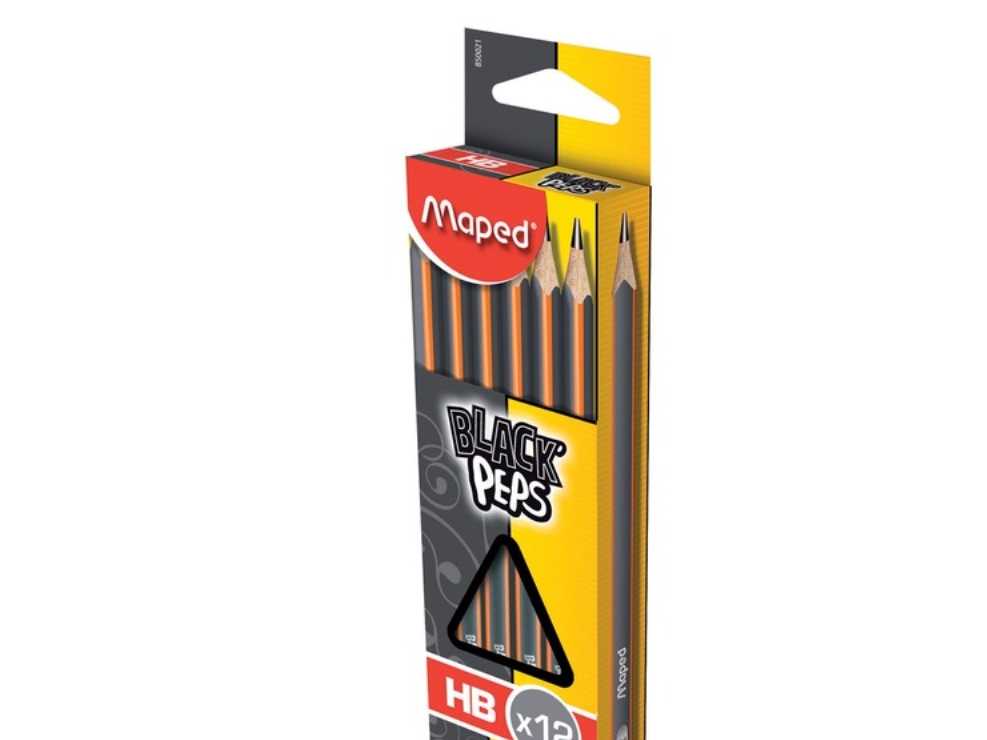 Maped Black''Peps HB, HB, Sort, Orange, 12 stk