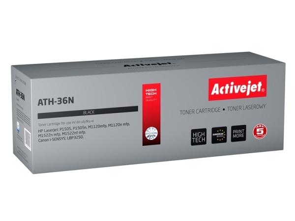 Activejet Ath-36N (Erstatning Hp 36A Cb436a, Canon Crg-713 Supreme 2000 Sider Sort), 2000 Sider, Sort, 1 Stk
