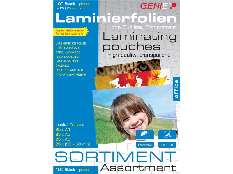 Genie Sortimentspack (Sortiert) 100 Stück, Transparent, Thermodruck, 0,08 Mm, 216 Mm, 303 Mm, 650 G