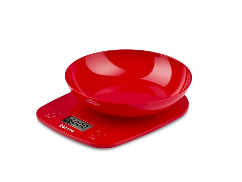 Girmi PS01, Elektronisk køkkenvægt, 5 kg, 1 g, Rød, Bordplade, Rund