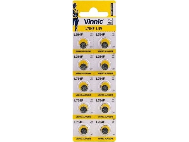 Alkali-Miniknapbatterie Vinnic G5 / Lr48 / Ag5 Blister Med 10 Stk.