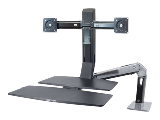 Ergotron Workfit-A Dual Workstation Mit Arbeitsfläche - Stehpult-Konverter - Schwarz, Aluminium Poliert