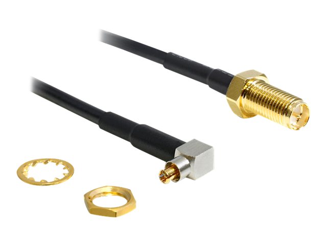 Delock Adapter MC-Card Plug 90° > RP-SMA Jack - Antennadapter - RP-SMA hona till MC Card-anslutning hane - 10 cm - svart | Datortillbehör - Kablar & adaptrar - Datakablar | GameStuff