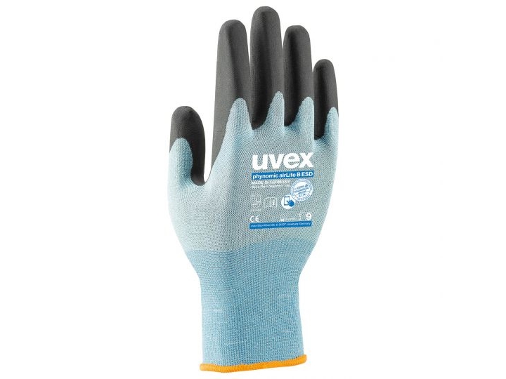 Uvex 60078, Tehdaskäsineet, Musta, Sininen, Aikuinen, Aikuinen, Unisex, Staattisen purkauksen (ESD) suoja