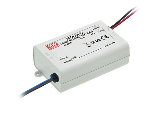 MEAN WELL APV-25-12, Vit, 90 - 264 V, 47 - 63 hz, 84 mm, 29,5 mm, 57 mm | Belysning - Tillbehör & reservdelar - Övriga | GameStuff